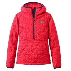 LL Bean womens kathadin insulated pullover -small (red/orange)